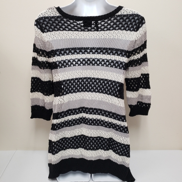 New Directions Womens Striped Sweater Top Size Medium - Picture 2 of 6